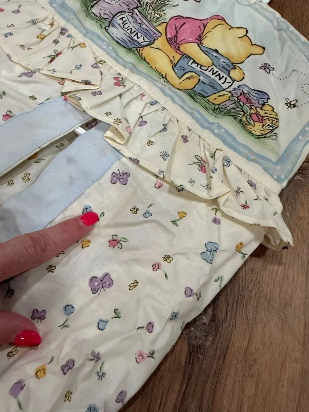 Vintage 90s Classic Pooh Disney Baby Crib Bedding Set USA Quilt Sheets Valances